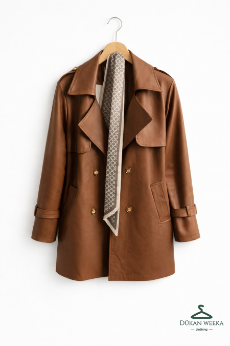 جكيت جلد طول وسط من زارا