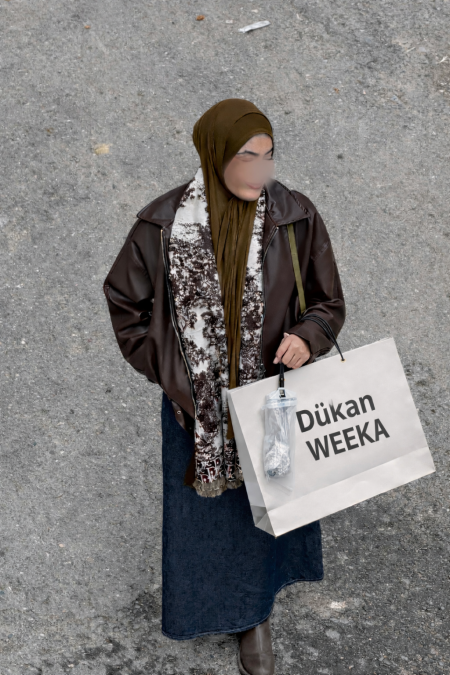 تنسيقة تنورة جينز+جكيت جلد