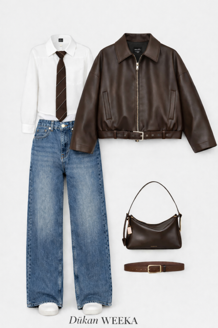 تنسيقات جكيت جلد+بنطلون جينز
