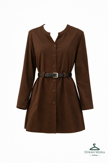 قميص فرنسي مع قشاط جلد