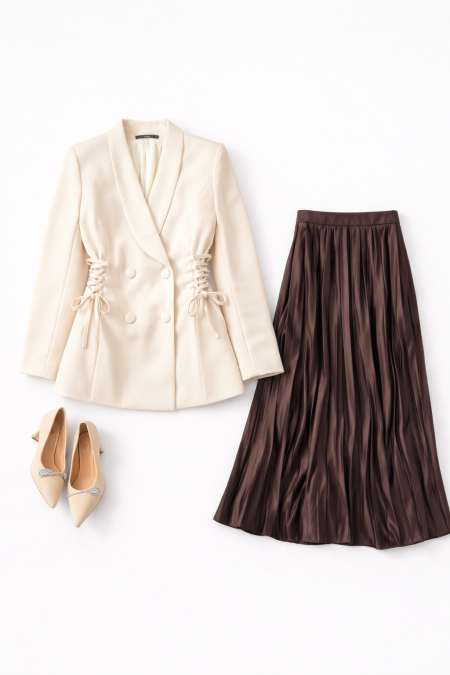 تنسيقة جكيت مخصر+تنورة