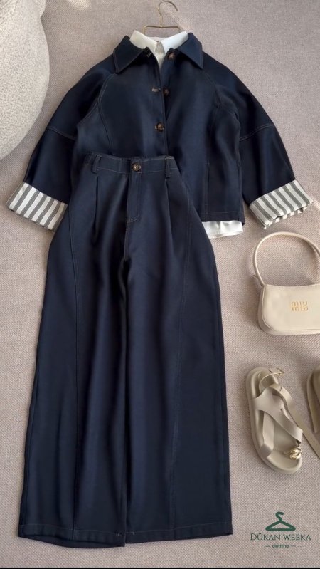 طقم جينز مانجو اكمام مقلمة