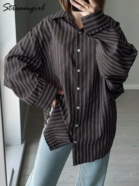 قميص مقلم مخصر طول وسط