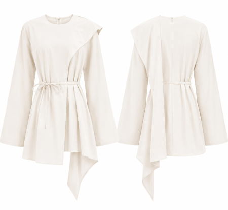 Draped Scarf Shirt