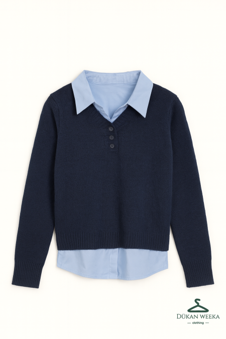 بلوزة صوف مع قميص زارا