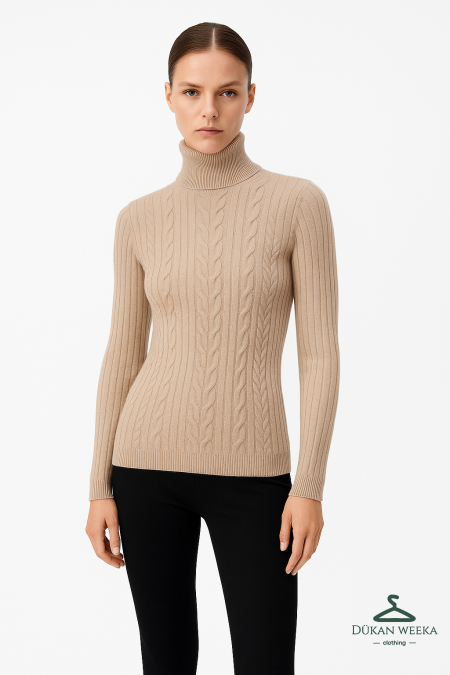 بلوزة هاي نيك صوف ثقيل