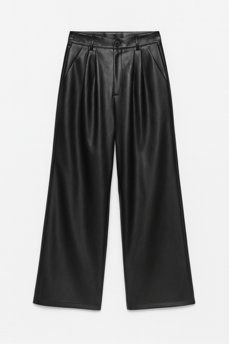 بنطلون جلد وايد ليج