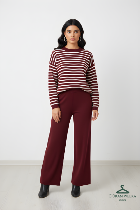 طقم صوف مقلم